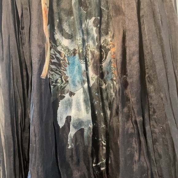 OCSIN 💯Silk Layered Crinkled Skirt w Actual Animal Faces in Isolated Area - Picture 3 of 6